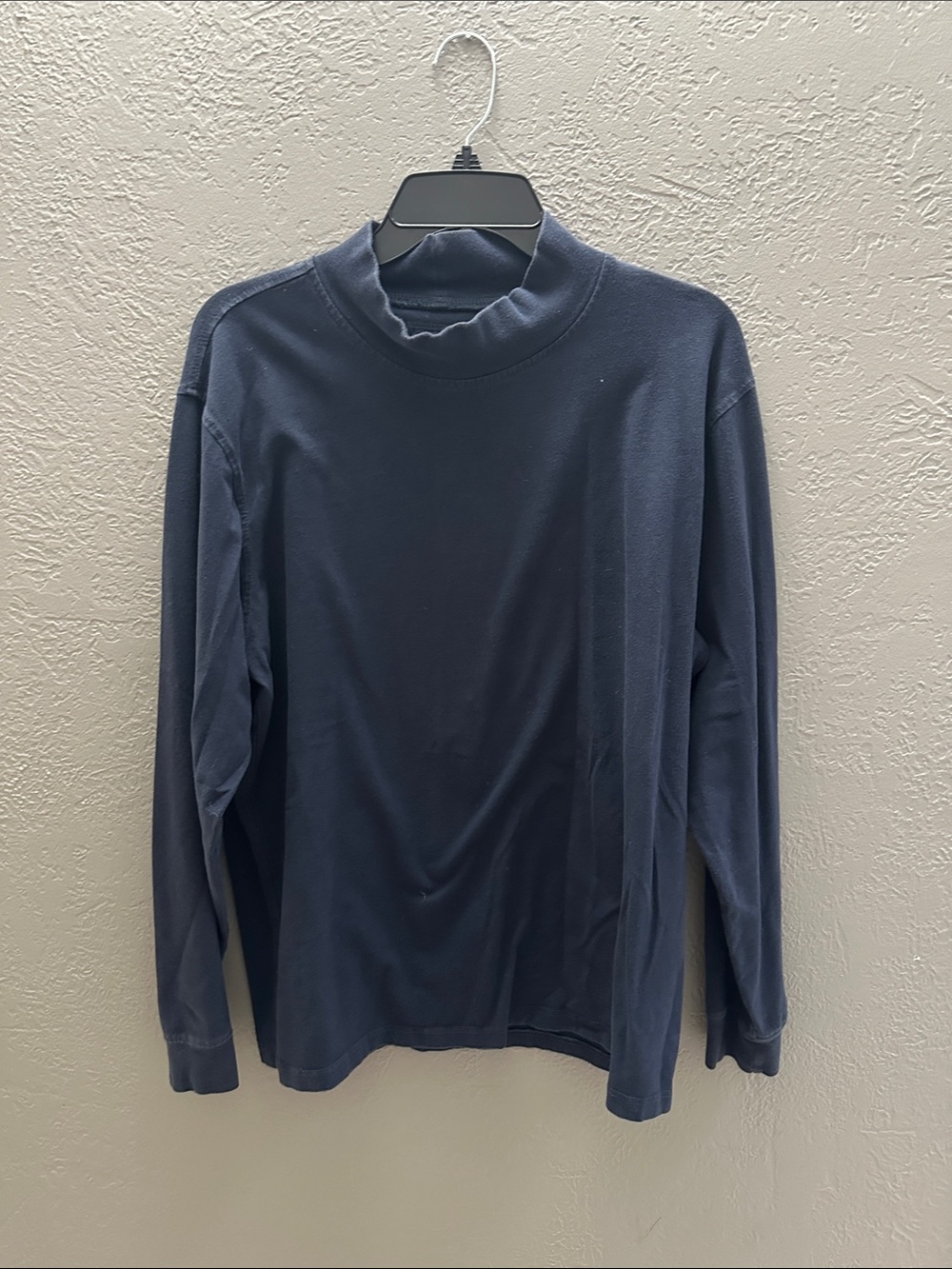 Classic Long Sleeve Mock Neck Shirt - Navy